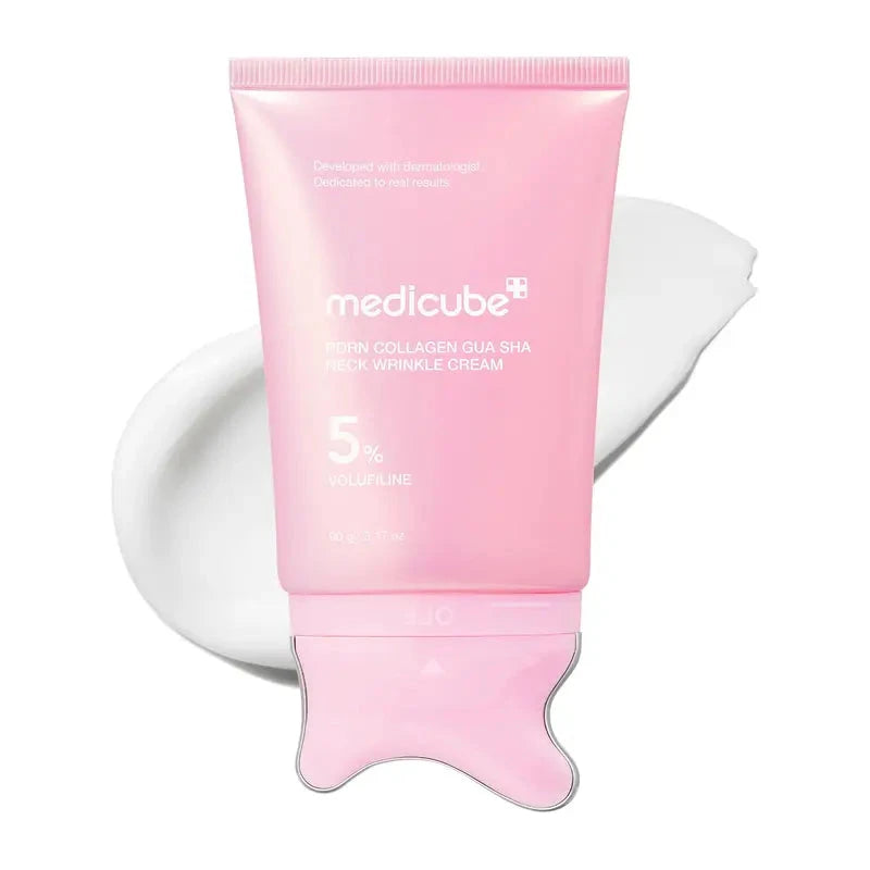 [NEW] [Medicube] PDRN Collagen Gua Sha Neck Wrinkle Cream | Built-In Gua Sha Massager with Volufiline 5% + PDRN | Firming, Contour Care for the Look of Fine Lines, Jawline, Neck, Décolleté,Underarms, Chest, Legs, Shoulder | Massage Cream | Korean Skincare