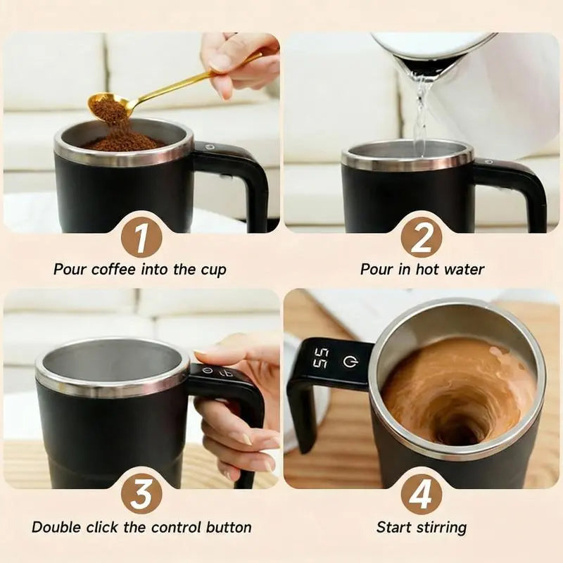 Rechargeable Auto Magnetic Coffee Mug with Digital Display, Electric Self Stirring Mug, Mixing Cup for Milk/Cocoa at Office/Kitchen/Travel Drinkware Tumbler,Valentine'S Day Gifts,The Best Gift for Your Partner