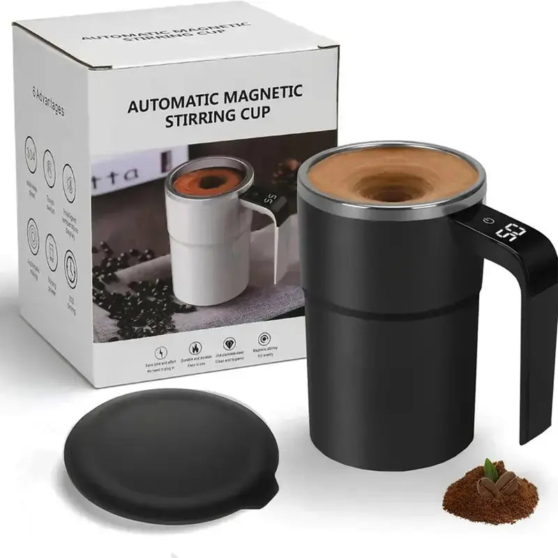 Rechargeable Auto Magnetic Coffee Mug with Digital Display, Electric Self Stirring Mug, Mixing Cup for Milk/Cocoa at Office/Kitchen/Travel Drinkware Tumbler,Valentine'S Day Gifts,The Best Gift for Your Partner