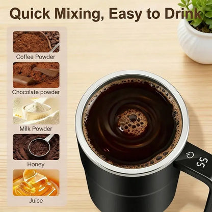Rechargeable Auto Magnetic Coffee Mug with Digital Display, Electric Self Stirring Mug, Mixing Cup for Milk/Cocoa at Office/Kitchen/Travel Drinkware Tumbler,Valentine'S Day Gifts,The Best Gift for Your Partner