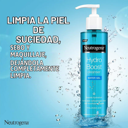 Neutrogena Hydro Boost Aqua Gel Limpiador Facial Suave Con Ácido Hialurónico Y Glicerina Para Todos Los Tipos De Piel, 200 Ml