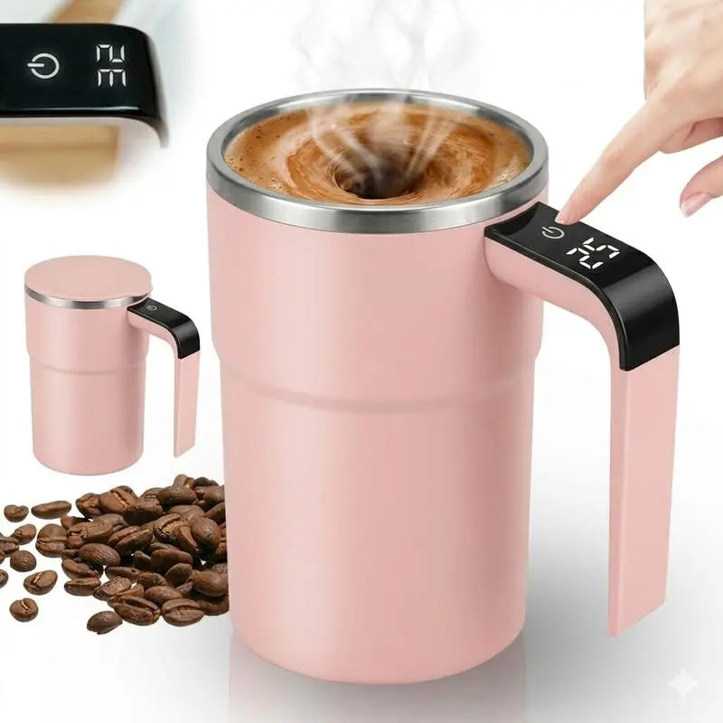 Rechargeable Auto Magnetic Coffee Mug with Digital Display, Electric Self Stirring Mug, Mixing Cup for Milk/Cocoa at Office/Kitchen/Travel Drinkware Tumbler,Valentine'S Day Gifts,The Best Gift for Your Partner