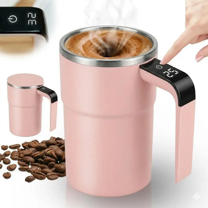 Rechargeable Auto Magnetic Coffee Mug with Digital Display, Electric Self Stirring Mug, Mixing Cup for Milk/Cocoa at Office/Kitchen/Travel Drinkware Tumbler,Valentine'S Day Gifts,The Best Gift for Your Partner